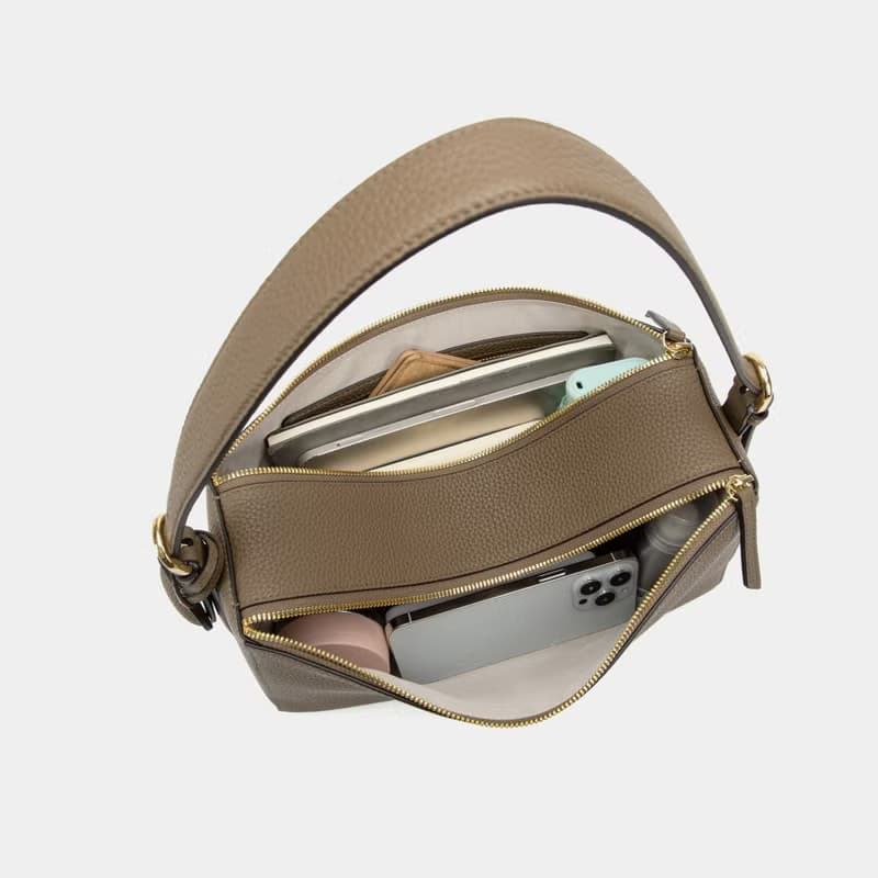 Moonshaft 月軸 Double Zip 荔枝紋小牛皮袋 32 真皮 手提包 斜揹