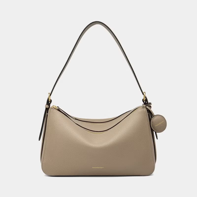 Moonshaft 月軸 Double Zip 荔枝紋小牛皮袋 32 真皮 手提包 斜揹