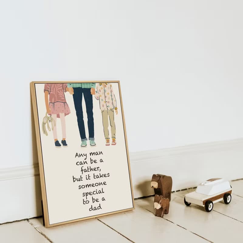 世上只有爸爸好 - 兒童房插畫掛畫/父親節禮物/手繪爸爸掛畫