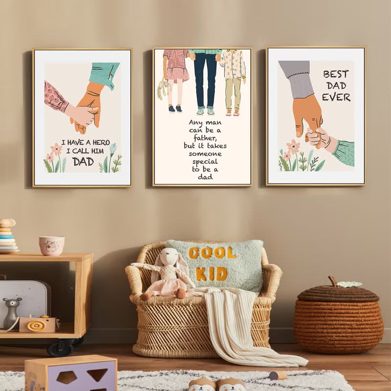 世上只有爸爸好 - 兒童房插畫掛畫/父親節禮物/手繪爸爸掛畫