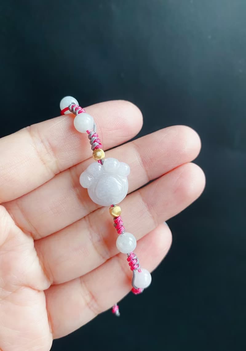 天然緬甸玉翡翠 冰白翡 貓掌 超療癒 可愛 萌 手繩 禮物