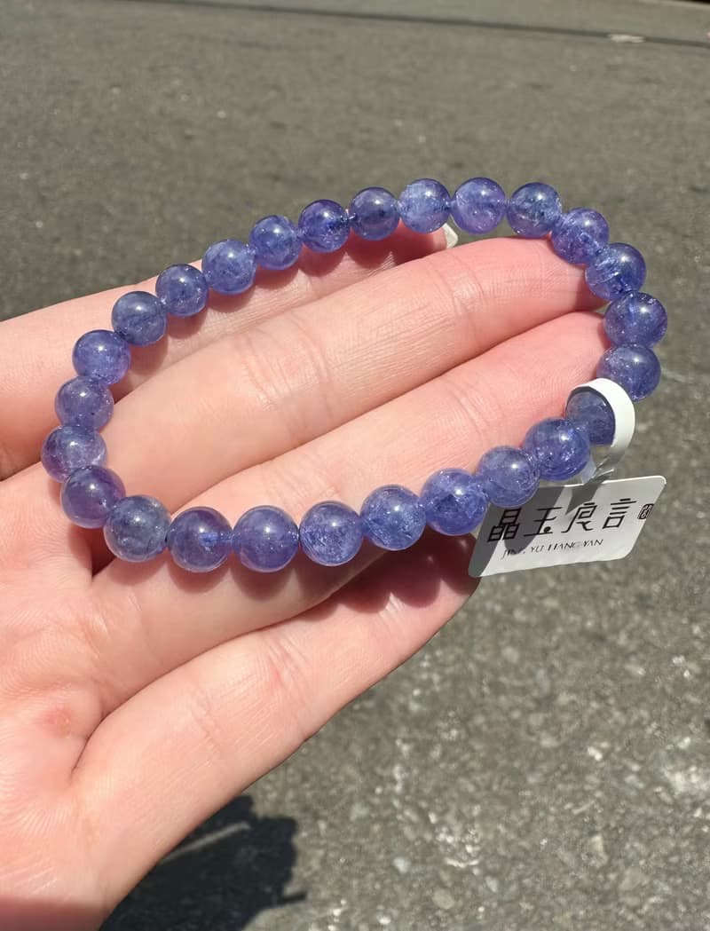 小精品透體濃色坦桑石丹泉石7mm16.6g水晶提升專注力正能量旺人緣