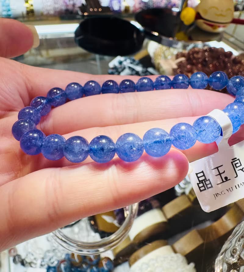 小精品透體濃色坦桑石丹泉石7mm16.6g水晶提升專注力正能量旺人緣