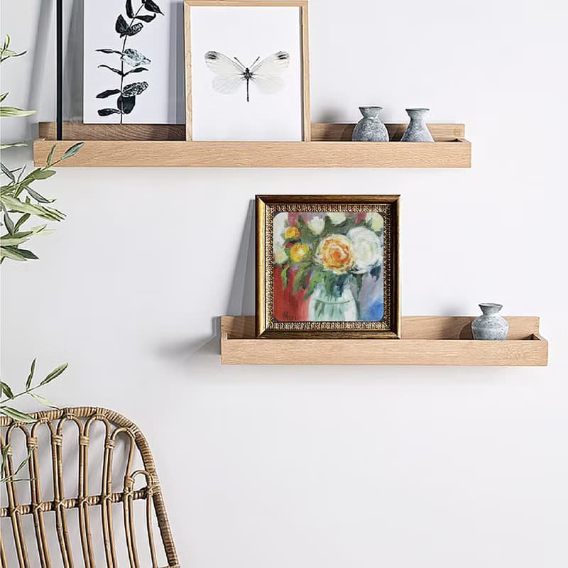 Roses Painting Bouquet Vase Wall Art White Orange Flowers Original Art Floral