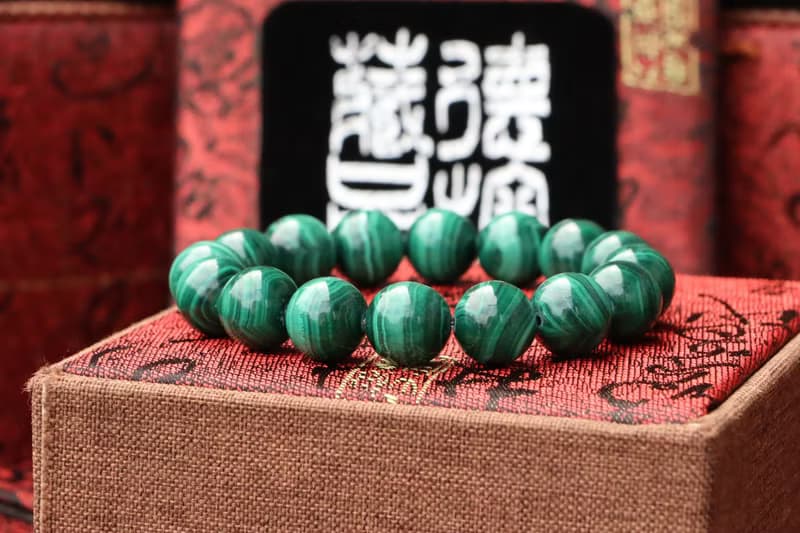 原礦天然孔雀石手珠 12mm 礦石 玉石 佛珠 念珠 母親節禮物 設計