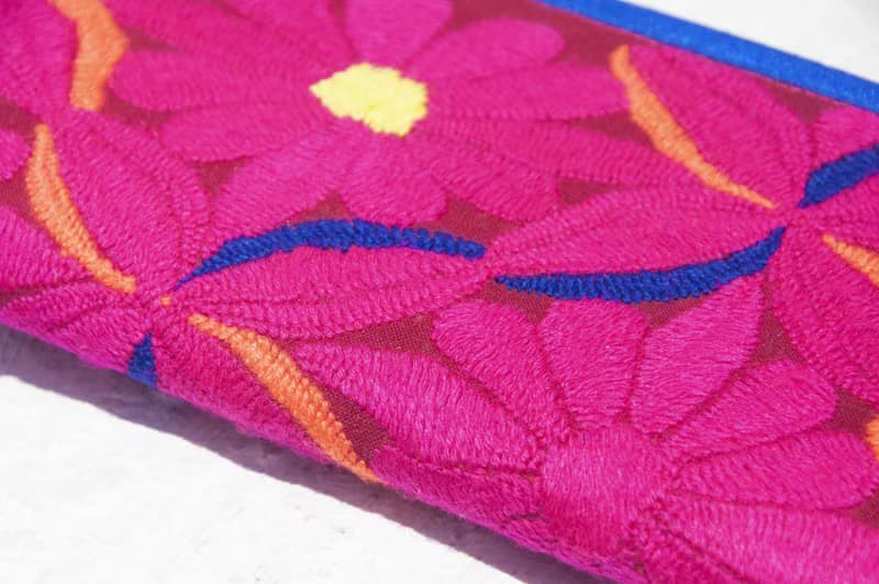 手工刺繡錢包 民族風長夾 刺繡皮夾 手工蕾絲長夾-沙漠花朵刺繡風