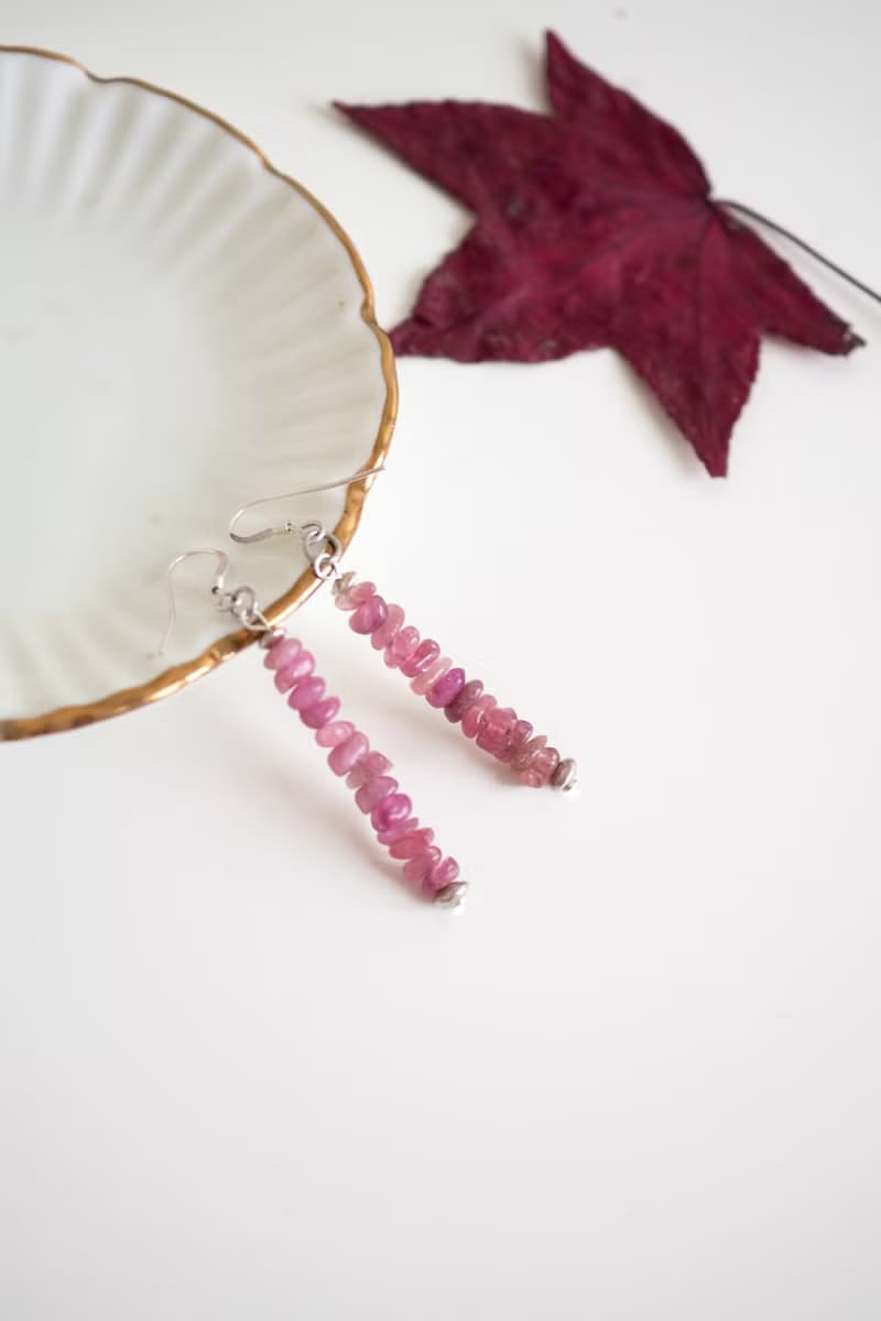 Pink Tourmaline Earrings, 925 Silver, Capricorn Stone, valentine daygift