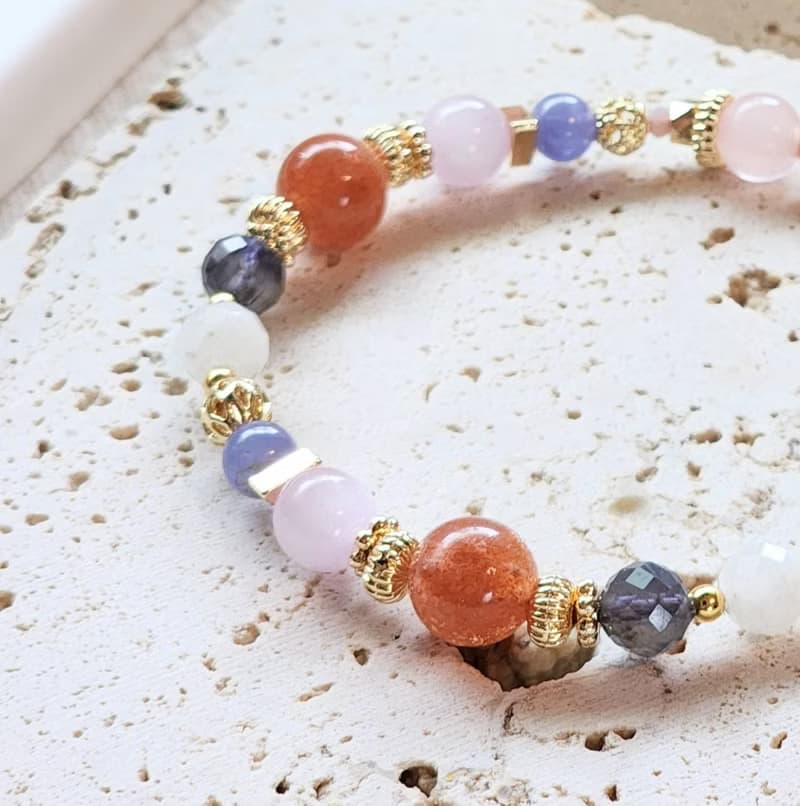 詩人的三色堇 | 金太陽 丹泉石 堇青石 天然水晶手鍊 延長鏈