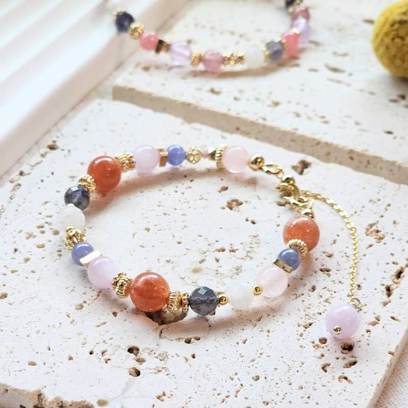 詩人的三色堇 | 金太陽 丹泉石 堇青石 天然水晶手鍊 延長鏈