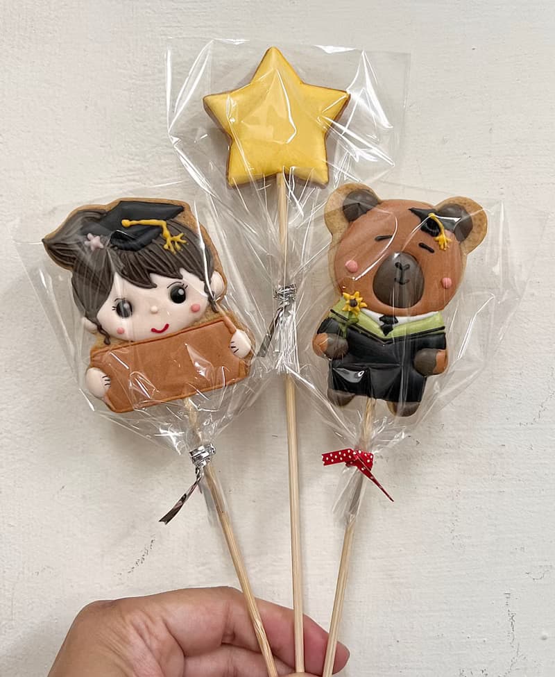 畢業糖霜餅乾花束—畢業女孩+畢業兔2片糖霜餅乾 低糖無香