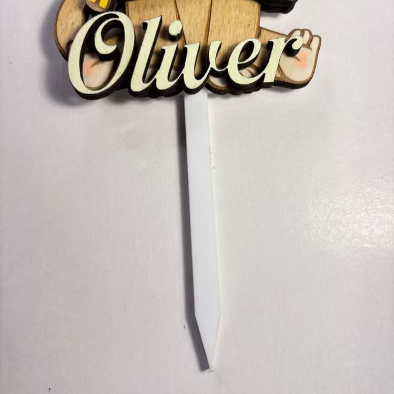 Monkey Wood Custom Cake Topper - Hand Painted Birthday Keepsake - Custom Name