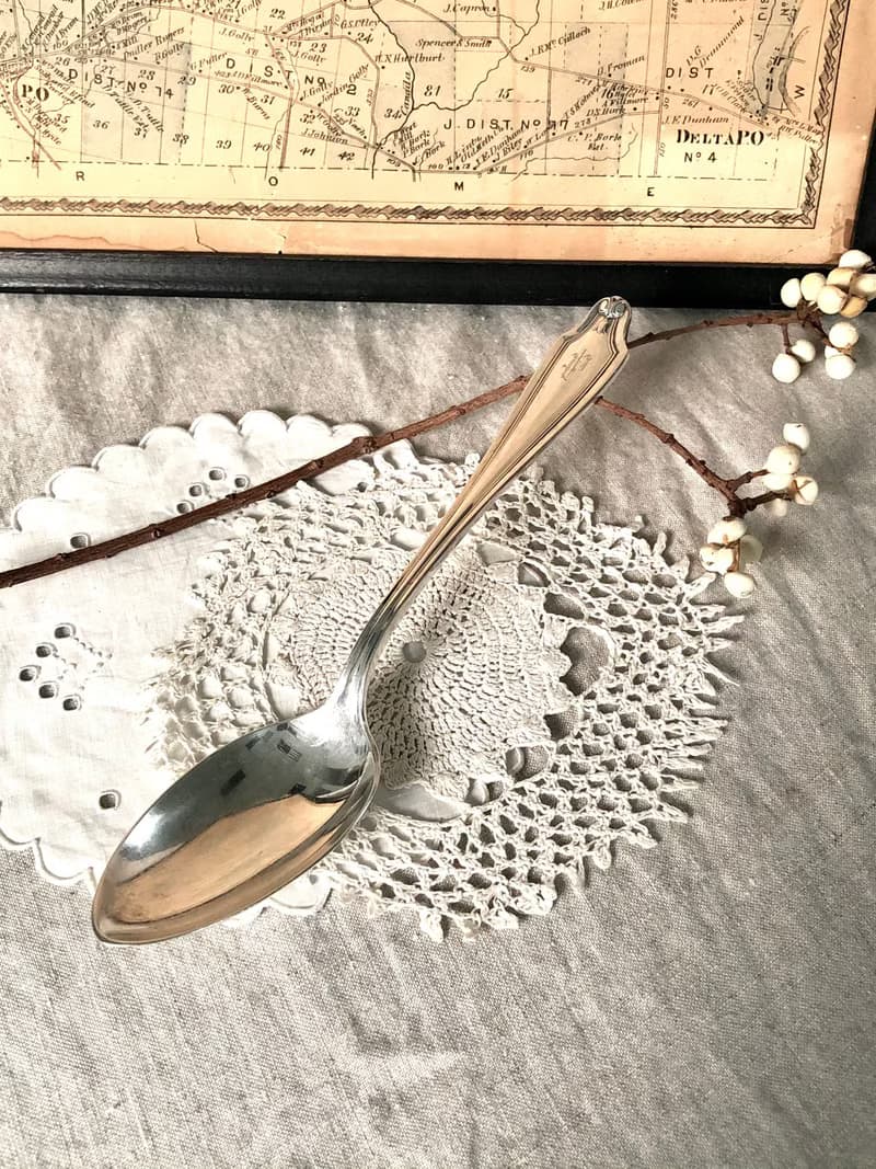 百年古董 1915年美國Rockford鍍銀大湯匙/分菜匙