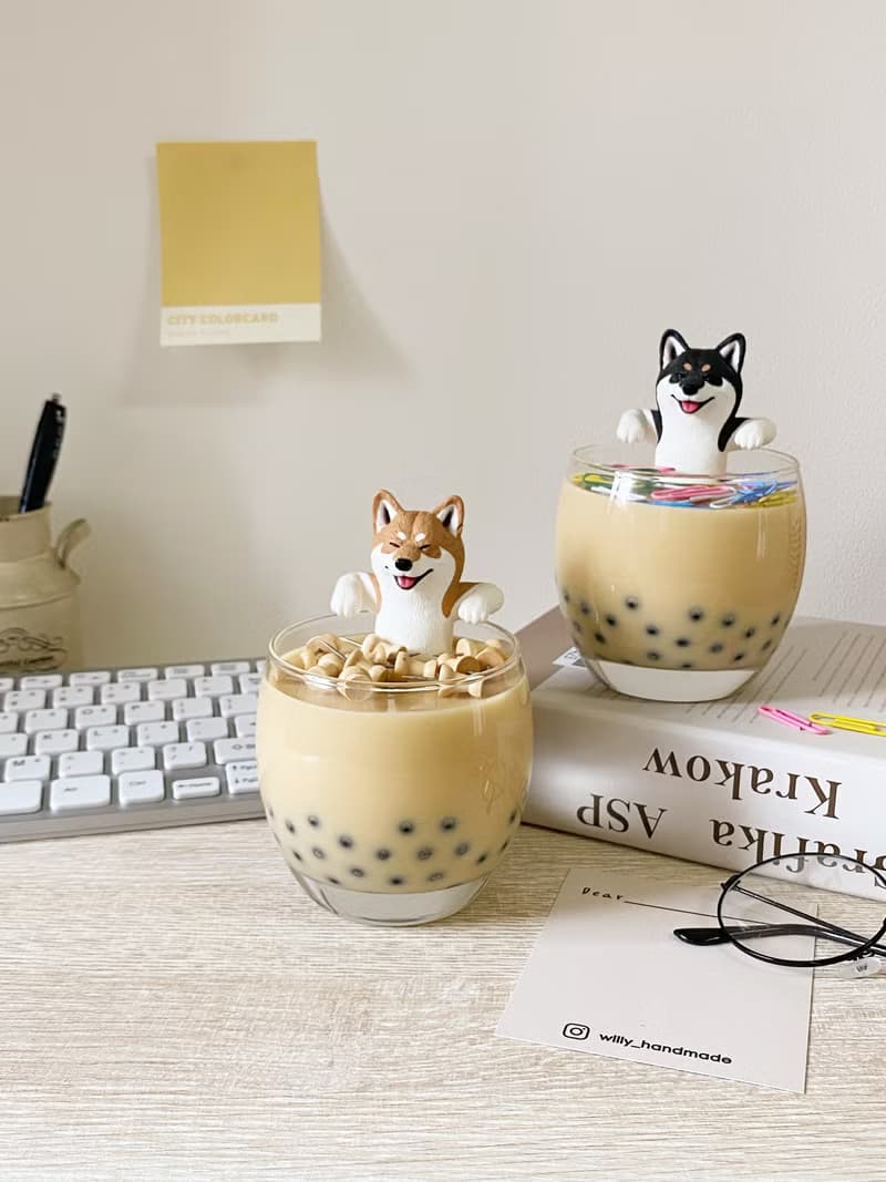 柴犬珍奶狗狗擺飾 辦公室療癒小物 / 收納擺件 / 擺飾