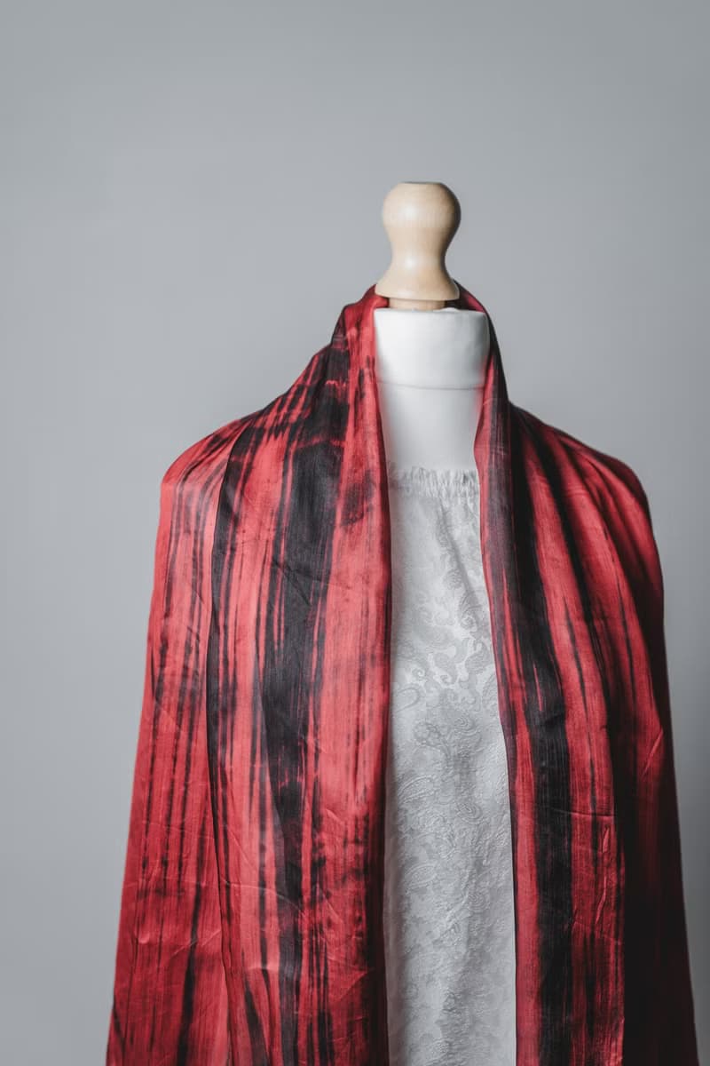 100% Mulberry Silk Scarf – Hand Dyed, Lightweight, Red and Black