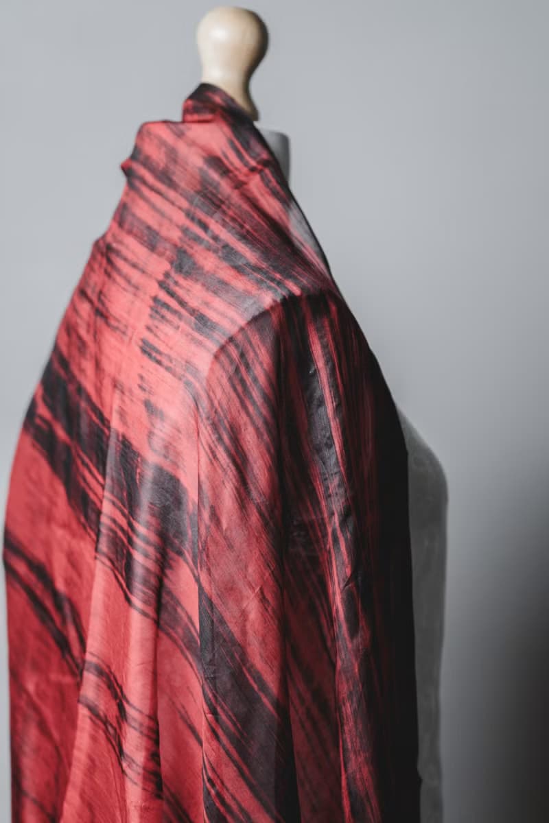 100% Mulberry Silk Scarf – Hand Dyed, Lightweight, Red and Black