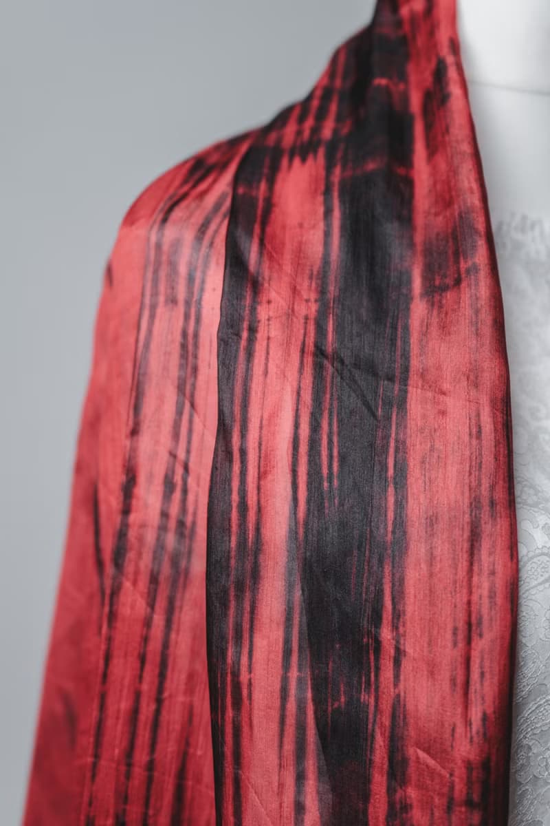 100% Mulberry Silk Scarf – Hand Dyed, Lightweight, Red and Black