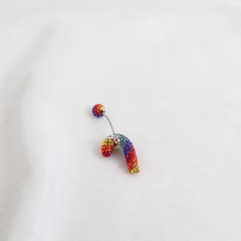 【小耶誕】拐杖糖造型彎針耳環 / 施華洛世奇滿鑽耳環
