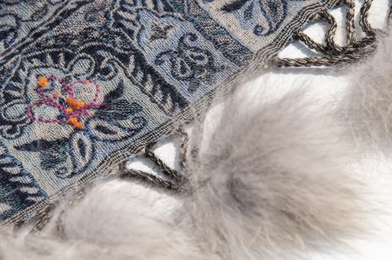 喀什米爾Cashmere/水煮羊毛披肩/針織圍巾/刺繡圍巾/羊絨披巾-花