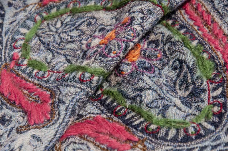 喀什米爾Cashmere/水煮羊毛披肩/針織圍巾/刺繡圍巾/羊絨披巾-花