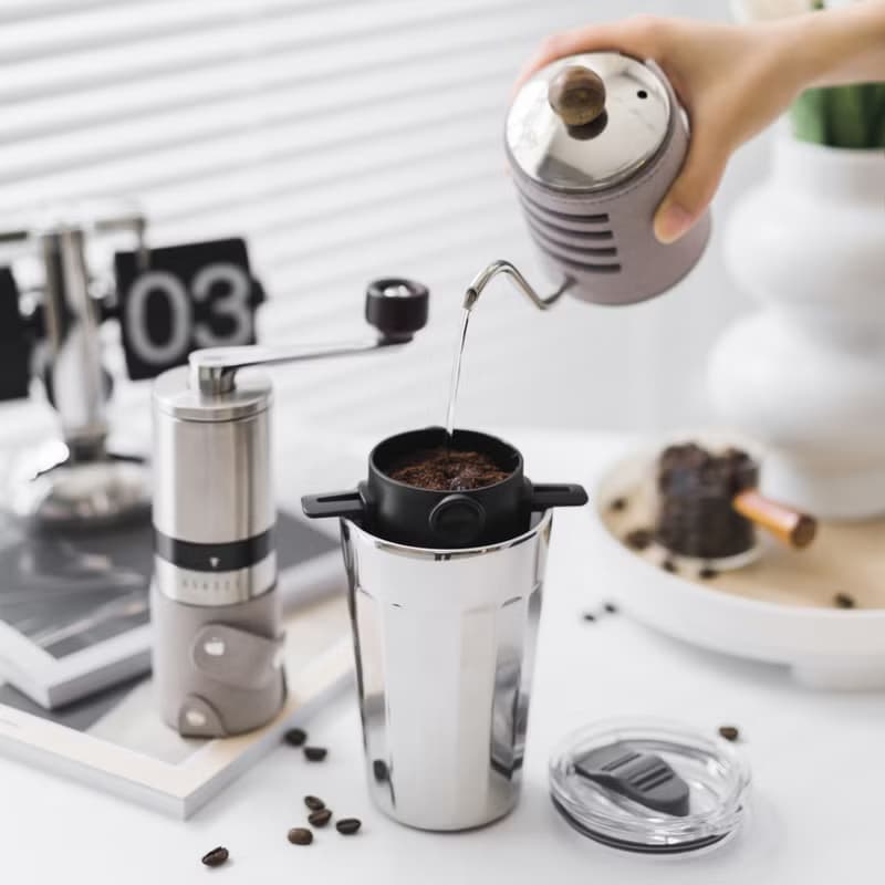 【手沖咖啡禮盒】棱角陶瓷保溫杯16oz 手動磨豆機 母親節畢業禮物
