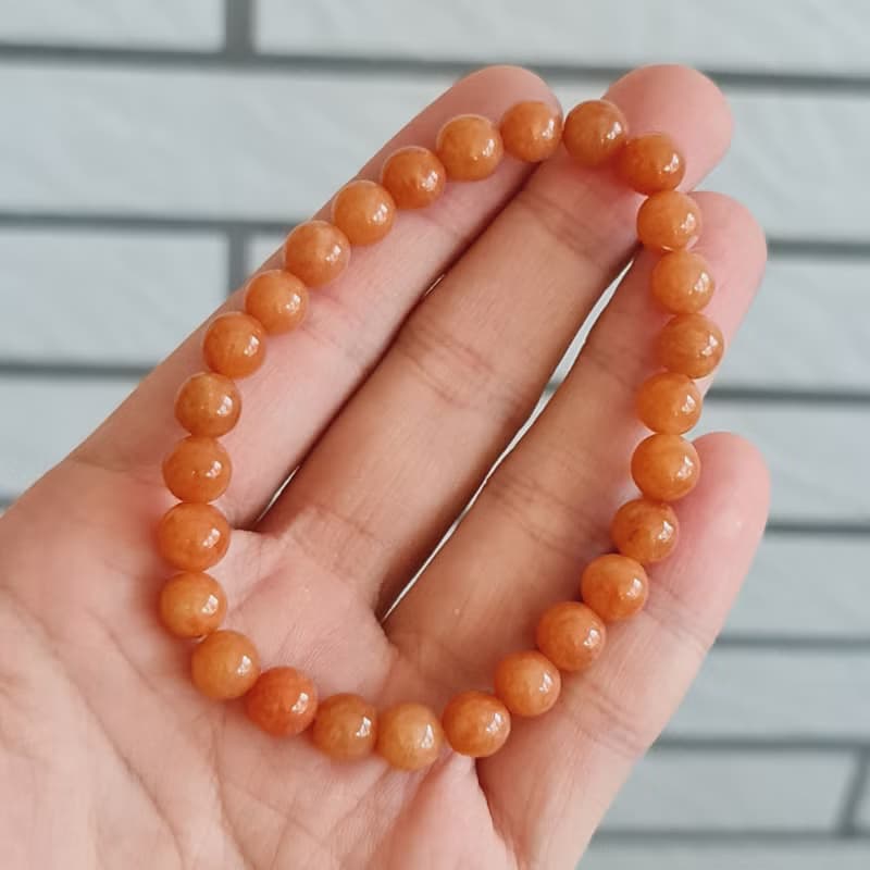 天然加溫橘紅翡活力手串 手珠 珠串 | 天然緬甸玉A貨翡翠