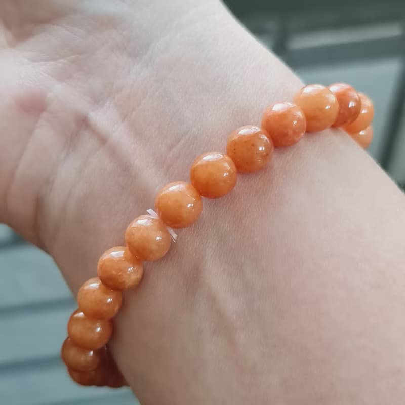 天然加溫橘紅翡活力手串 手珠 珠串 | 天然緬甸玉A貨翡翠