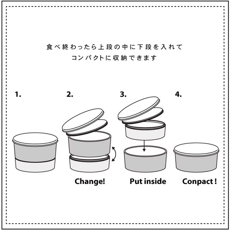 Basic Elements 2-Tier Oval Lunchbox 570ml Box Container Meal Food Made In Japan