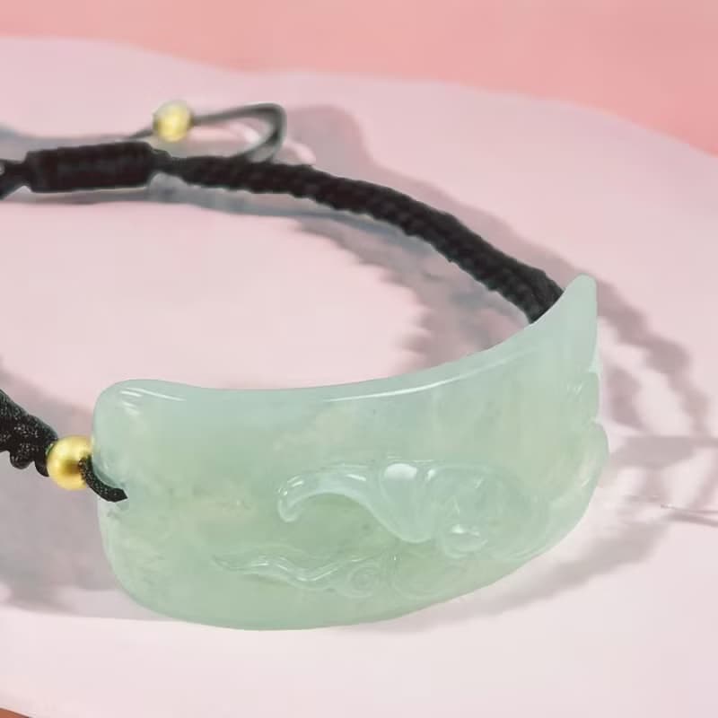 冰種翡翠福牌編織手鍊 | 天然緬甸玉A貨翡翠 | 送禮