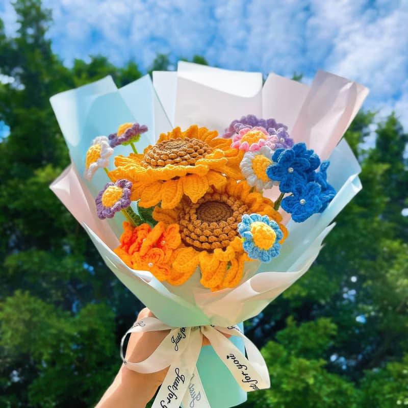 花屋系列 手作鉤織向日葵雛菊花束