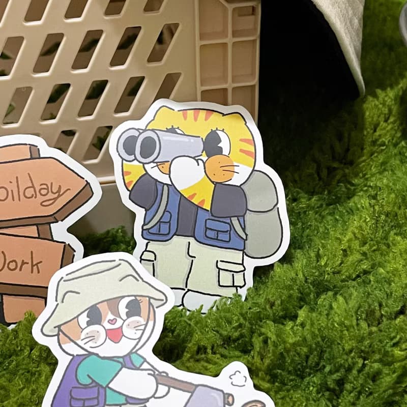 【Bubuworld露營系列】療癒動物大貼紙包 防水貼紙包 貓咪露營
