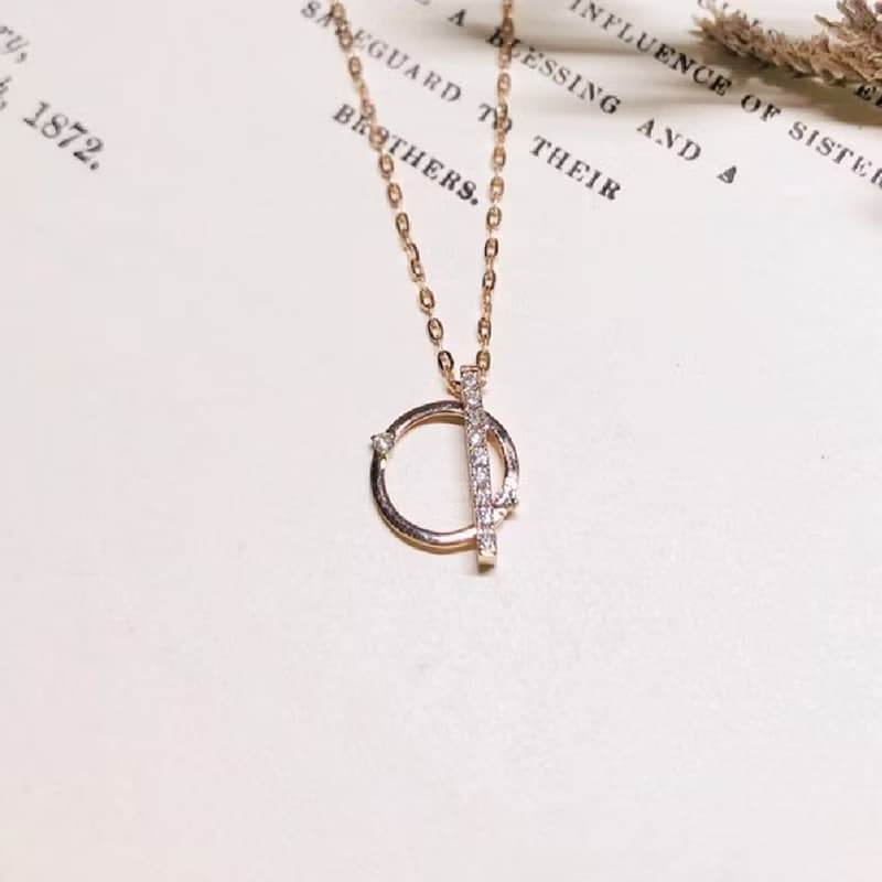 【Jewelry Ya 茱麗葉】法式優雅- 經典圓圈 -14K 玫瑰金 小鑽套鍊