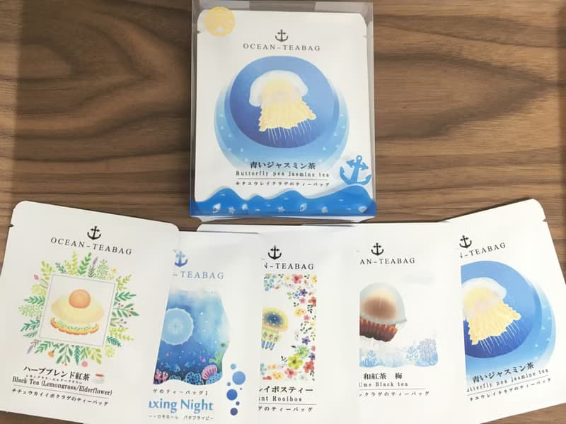 一套五個水母茶包、每套共五袋。