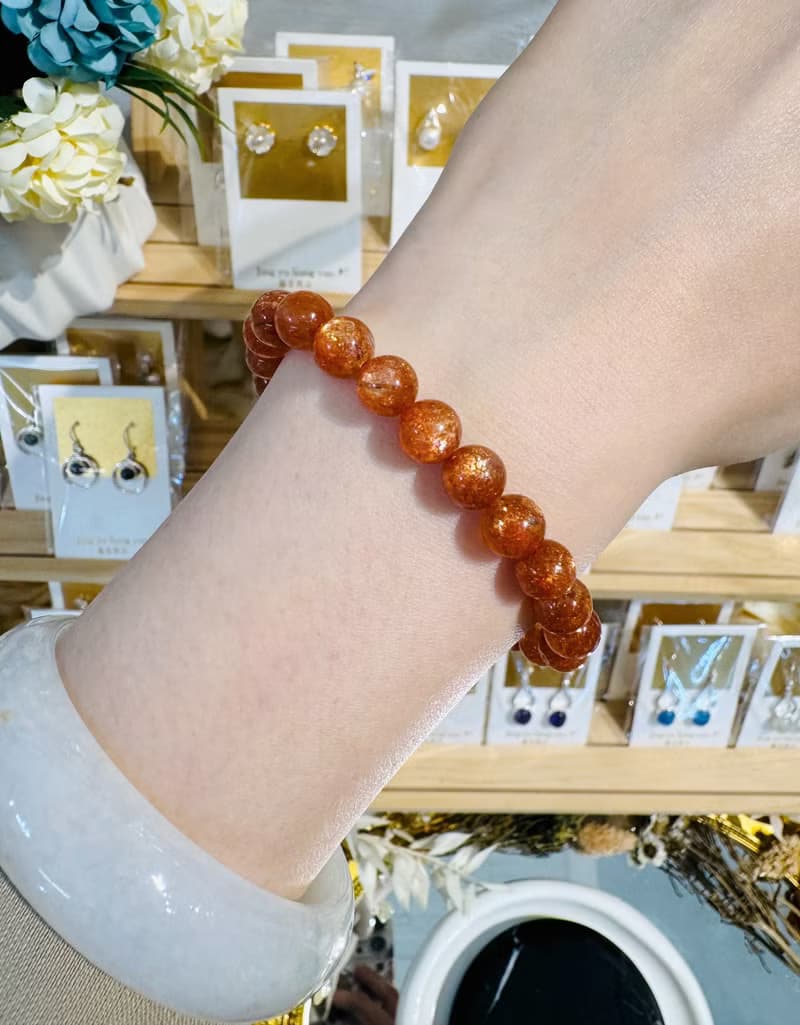 天然小資本金太陽太陽石7.5mm15.32g水晶手珠化太歲事業財富正能