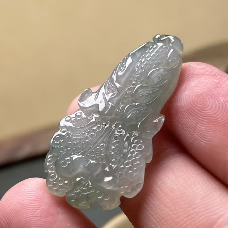 冰種翡翠巧雕白菜 | 天然緬甸玉A貨翡翠 | 送禮