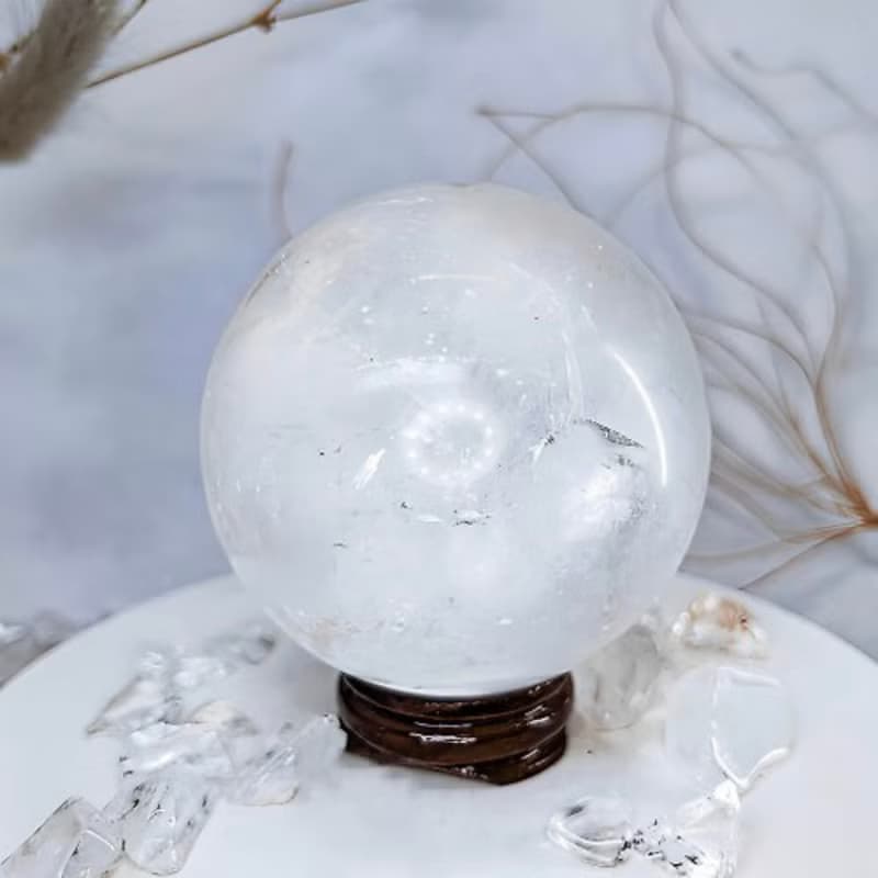 【冰洲方解球】透體帶彩虹冰洲球/方解石水晶球