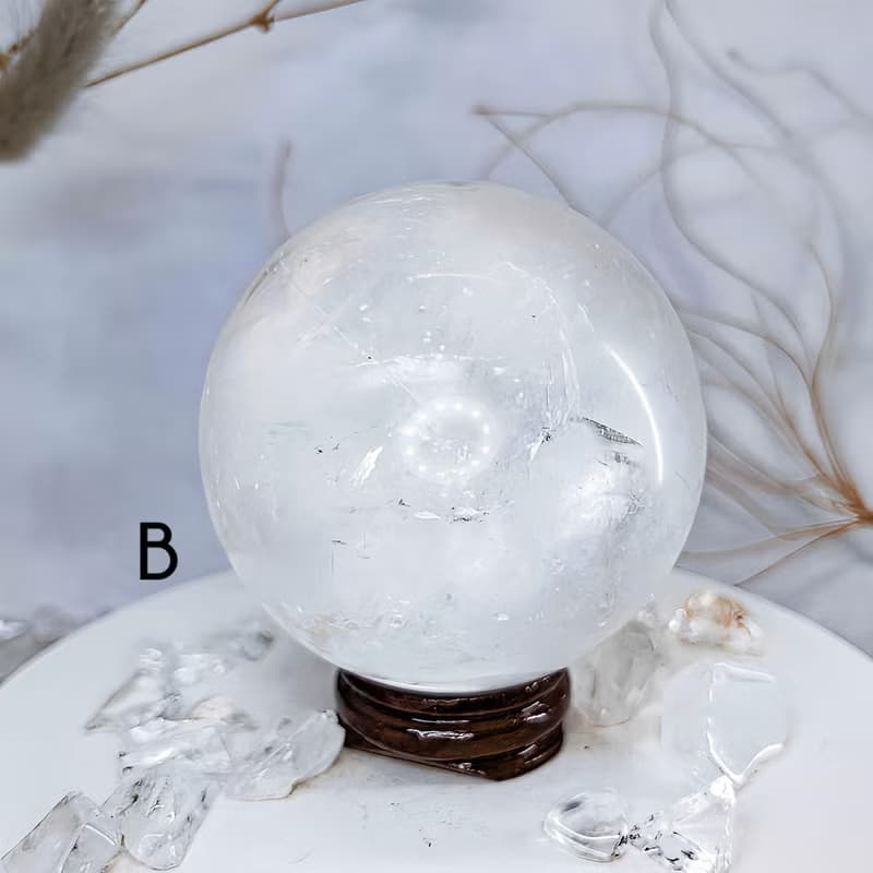 【冰洲方解球】透體帶彩虹冰洲球/方解石水晶球