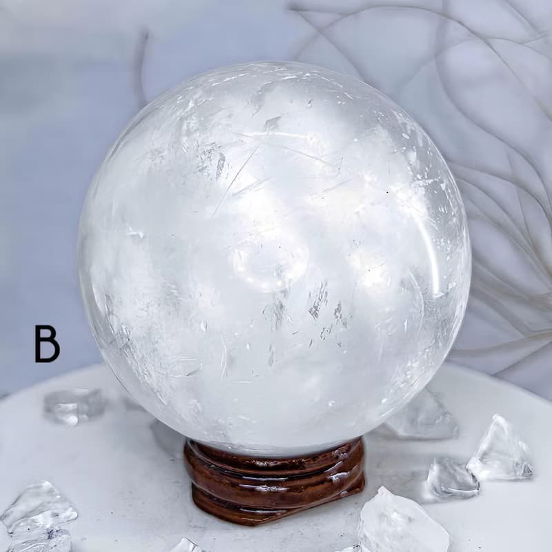 【冰洲方解球】透體帶彩虹冰洲球/方解石水晶球