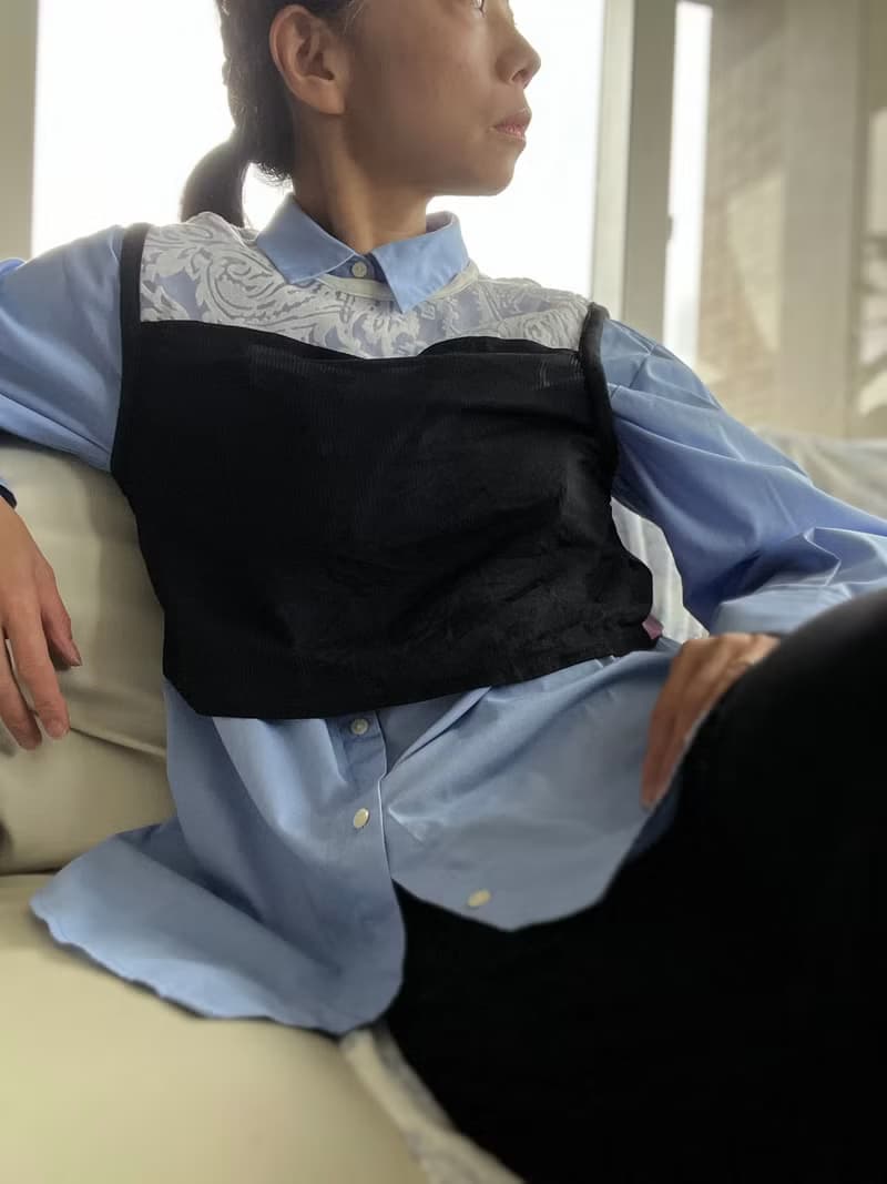 新品の着物リメイク 透け感のある絹を使用した ハンサムなトップス 小さめサイズ 重ね着も可