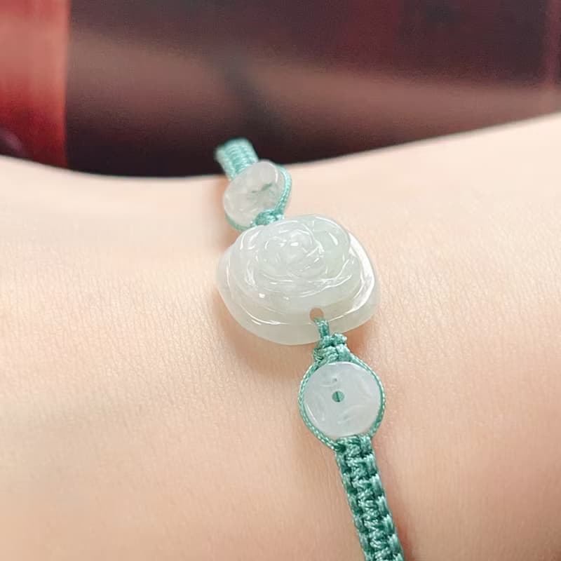 冰種翡翠花花編織手鍊 | 天然緬甸A貨翡翠 | 送禮