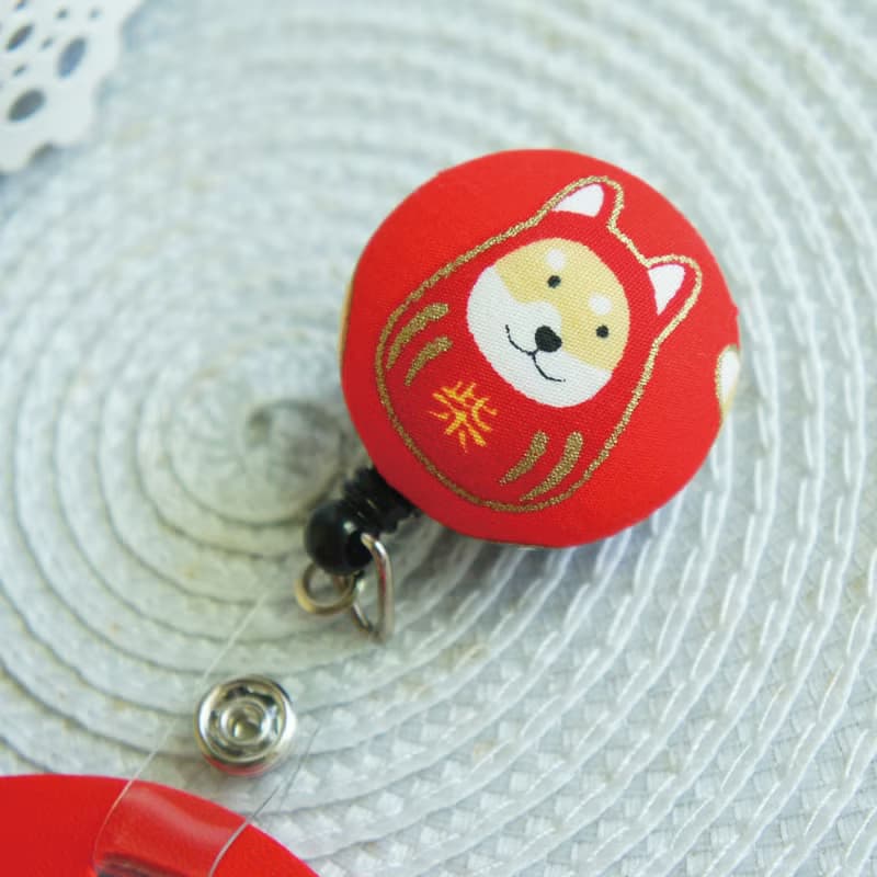 Lovely【福神柴犬伸縮扣環 +卡套、紅】悠遊卡、證件套