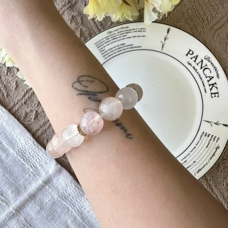 全兔毛拉絲水晶彈性手鍊