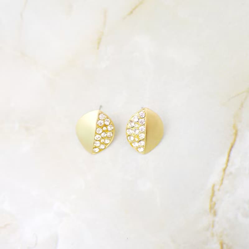 橢圓古董霧金設計款 耳飾