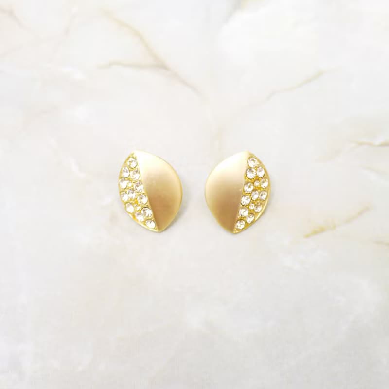 橢圓古董霧金設計款 耳飾