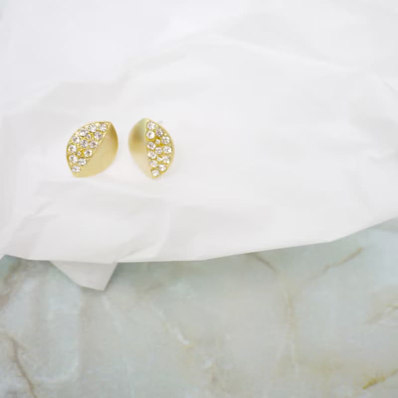 橢圓古董霧金設計款 耳飾