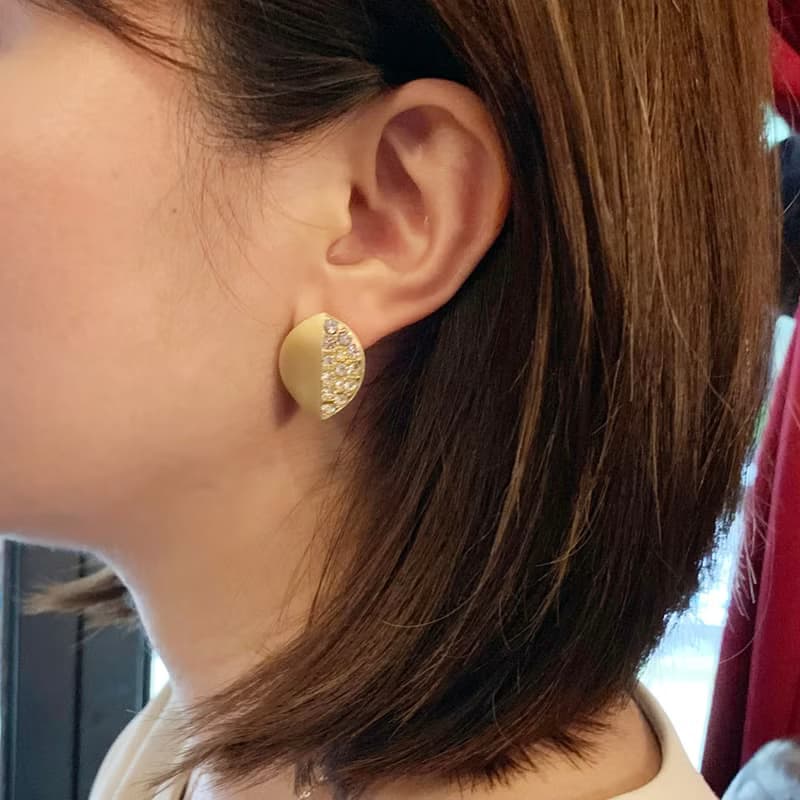 橢圓古董霧金設計款 耳飾