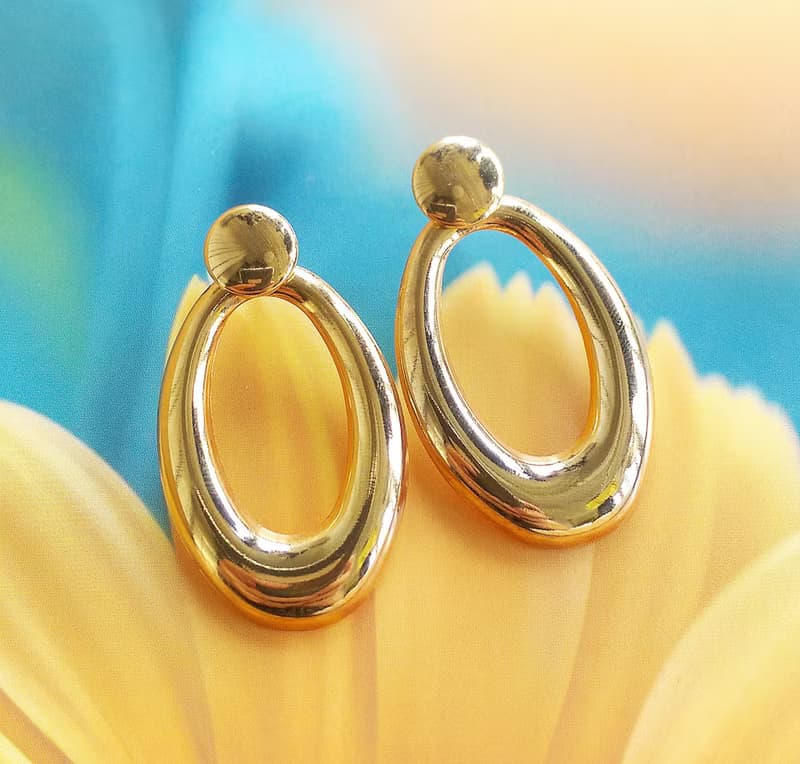 Vintage Jewelry 西洋古董飾品 金色調 兩種戴法 針式耳環