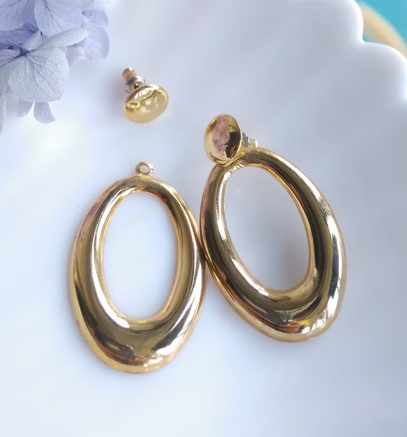 Vintage Jewelry 西洋古董飾品 金色調 兩種戴法 針式耳環
