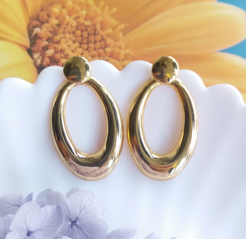 Vintage Jewelry 西洋古董飾品 金色調 兩種戴法 針式耳環