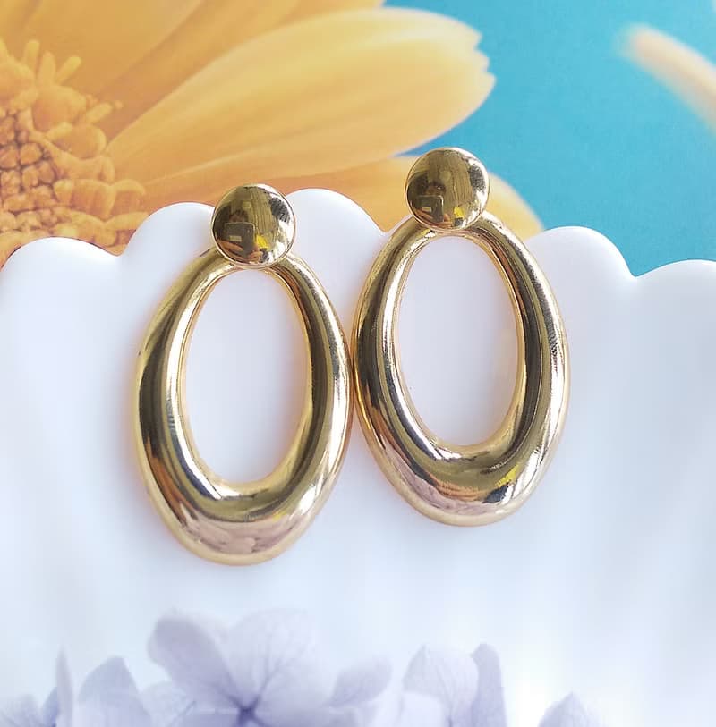 Vintage Jewelry 西洋古董飾品 金色調 兩種戴法 針式耳環