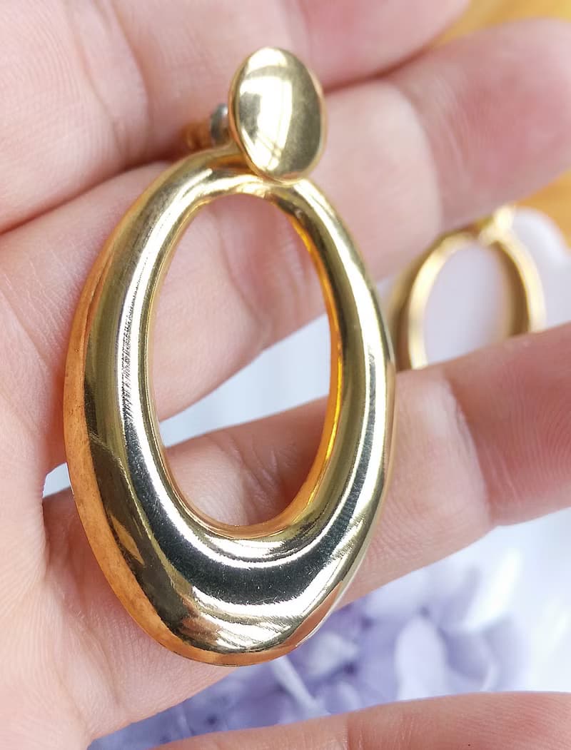 Vintage Jewelry 西洋古董飾品 金色調 兩種戴法 針式耳環